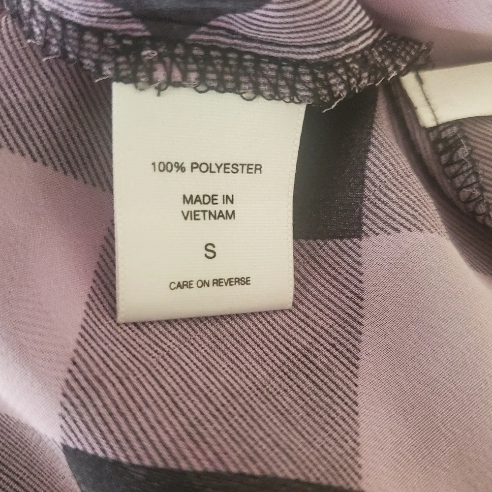 Purple sheer Plaid Top with front zipper size S